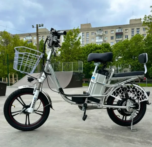 Вантажний електровелосипед Minako V.12 LUX (18", 600W, 60V, 18Ah, 50 км/год) - модель 2023 року з усиленим аккумулятором